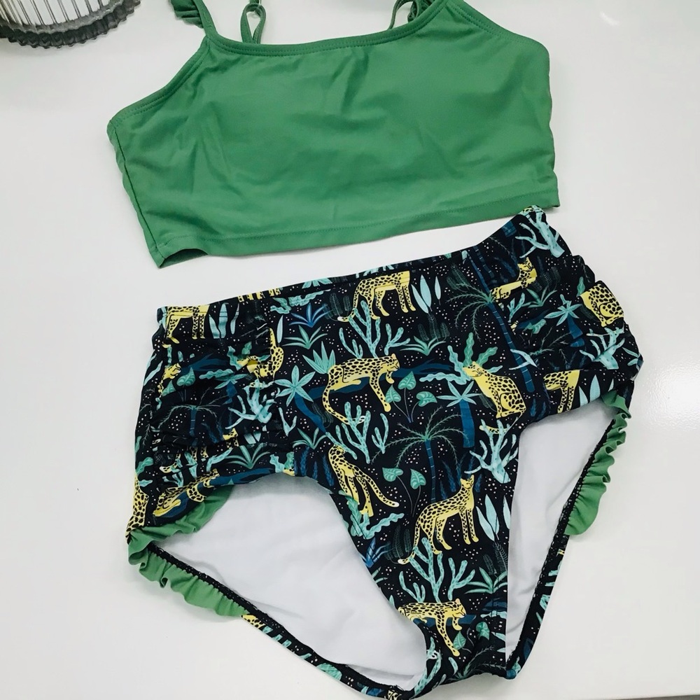 Ruffle Butts Cheetah Jungle Bikini Swim Set Sz 16